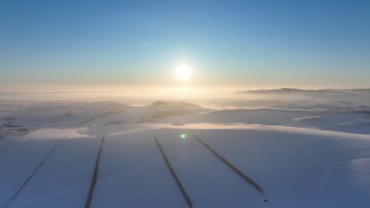 航拍4K东北雪域阳光雪原