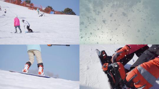 【合集】在滑雪场学习滑雪实拍视频素材模板下载
