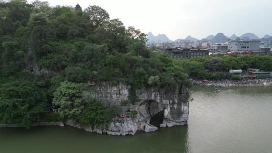 航拍广西桂林漓江象鼻山5A景区