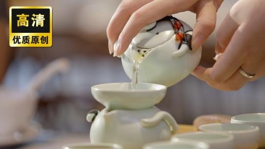 茶馆茶艺师沏茶品茶泡茶茶艺茶道