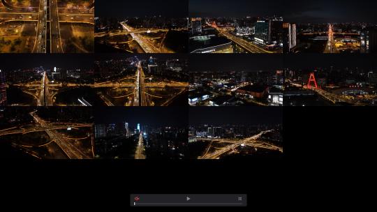 成都南站高新天府立交夜景多镜头合集高清在线视频素材下载