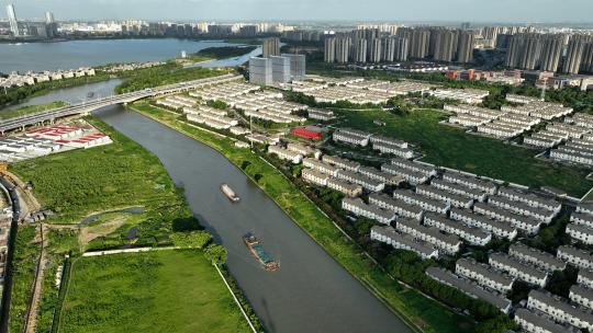 苏州京杭大运河水上航运航拍合集高清在线视频素材下载