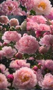 牡丹花开放粉色的牡丹绽放绽放爱情 4K高清在线视频素材下载