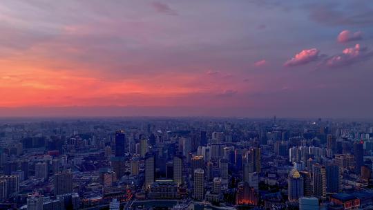 上海外滩傍晚夕阳航拍