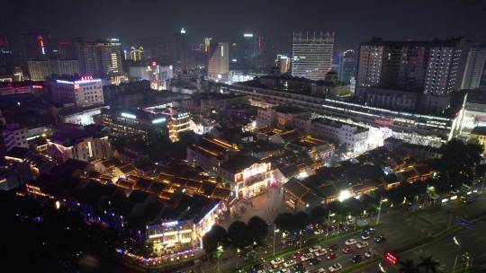 广西南宁三街两巷历史文化街区夜景航拍