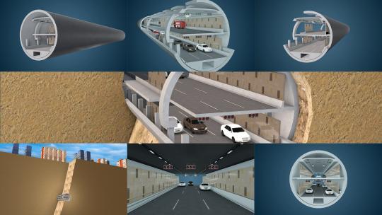 盾构隧道三维动画视频素材模板下载