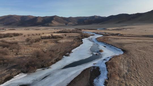 内蒙古兴安盟科尔沁右翼前旗草原河流融化冻
