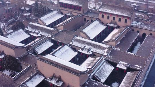 乔家大院航拍雪景