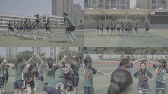 小学生在操场上玩游戏（含灰片视频可调色）高清在线视频素材下载