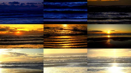 海上日出海边黎明到日出金色沙滩海浪合集