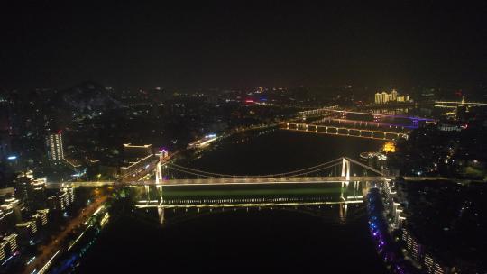 广西柳州城市夜景灯光航拍