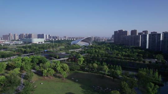 杭州大运河亚运公园 清晨航拍