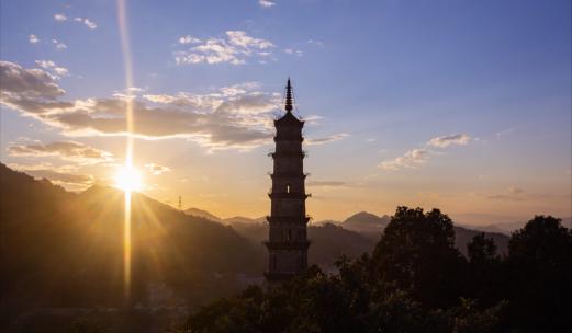 丽水风光夏河塔日落