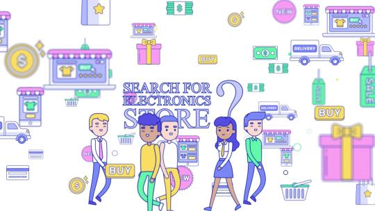 网上购物图标里走动商品