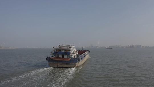 大海轮船码头风景航拍广州东莞海鸥岛南沙