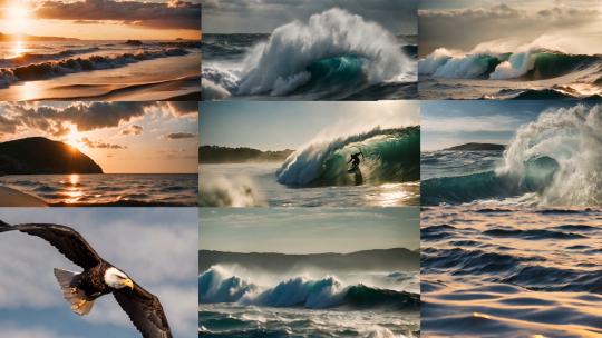 震撼唯美海鸥海鸟沙滩落日海景合集