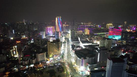 广西南宁城市夜景交通航拍