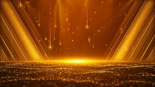 4K大气金色粒子海洋舞台背景