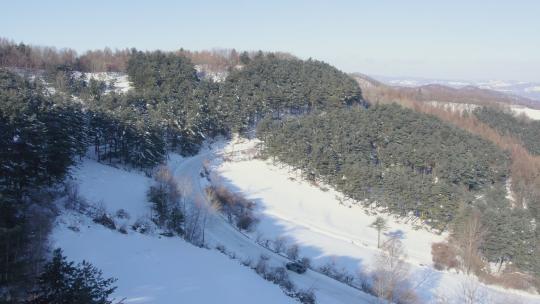 4k航拍雪后的山林