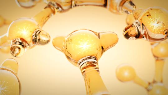【原创】金色水精华融合玻尿酸水珠细胞分子