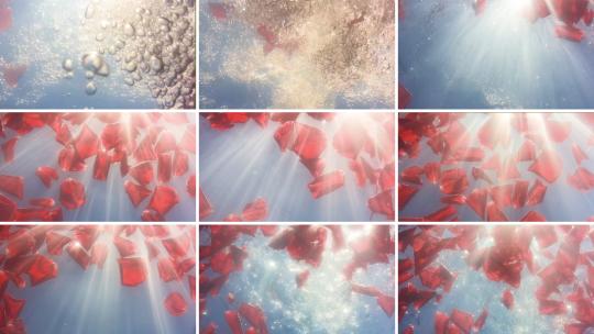 水中玫瑰治愈唯美夏天节气香水广告空境高清在线视频素材下载