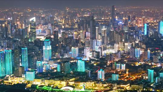 武汉城市夜景高楼林立视频素材模板下载