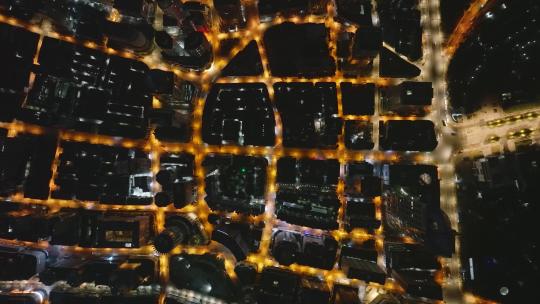 航拍凌晨城市道路交通路网视频素材模板下载