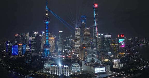 航拍上海陆家嘴夜景