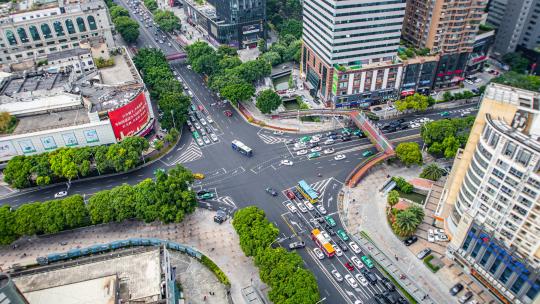 实拍福建福州五一路交通路口