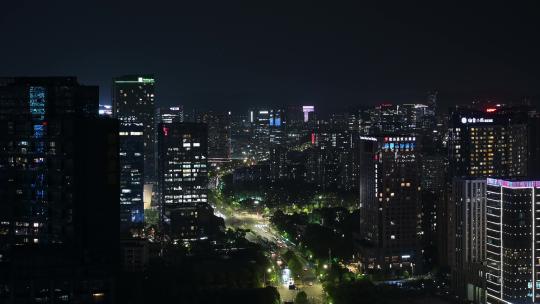 杭州滨江区城市街道夜景