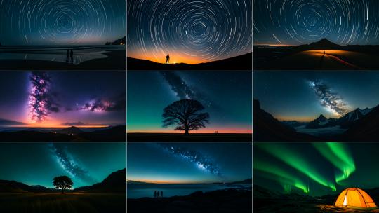 星空星轨极光延时高清在线视频素材下载