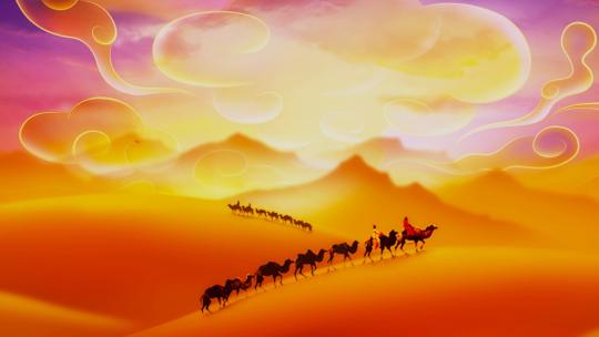 沙漠驼队商队丝绸之路视频背景视频
