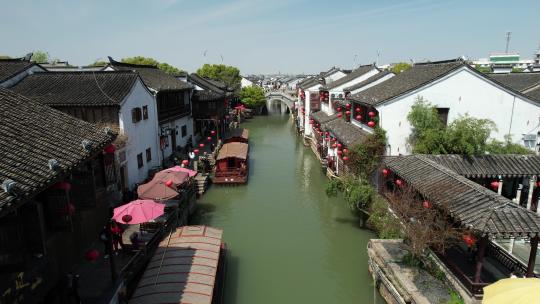 苏州市七里山塘古建筑水乡河流风光