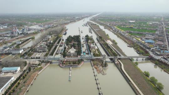 江苏淮安市京杭大运河航拍景观