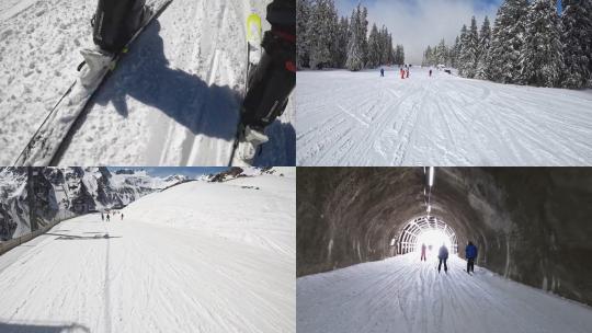 【合集】航拍在雪场滑雪的人