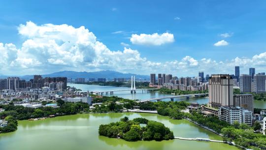 航拍广东惠州旅游5A级景区惠州西湖湖景