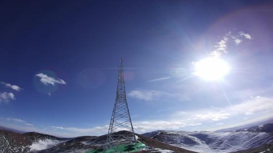 4K5200米雪山顶输电铁塔组立大延时1机位20