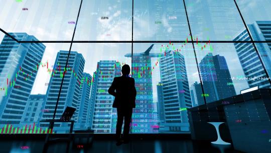 金融界商务成功人士俯瞰股市图表视频素材模板下载