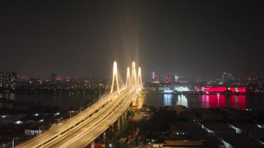 广州洛溪大桥疫情期间封锁夜景航拍