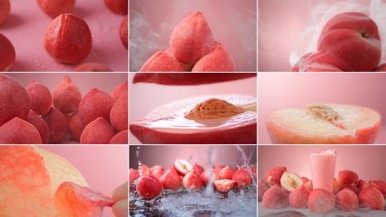 夏日桃桃水蜜桃新鲜水果饮品广告实拍视频高清在线视频素材下载