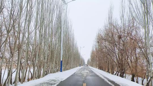 阴雪天农村道路行车记录视频素材模板下载
