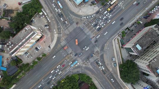 4k航拍拥堵交通十字路口壮观车流视频素材模板下载