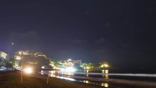 延时海滩海滨的夜景