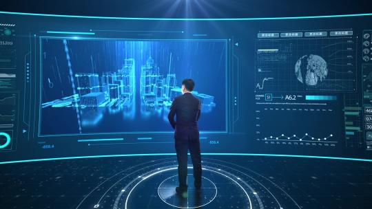 高端科技大屏幕数据演示HUD