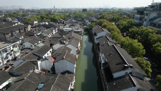 苏州市七里山塘古建筑水乡河流风光