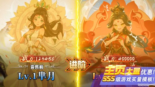 横板角色进阶二次元卡通手游买量AE模板