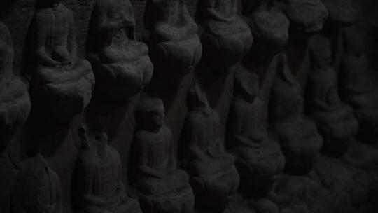大足石刻北山石刻十六罗汉龛视频素材模板下载
