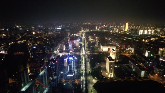 河南郑州金水东路夜景交通航拍