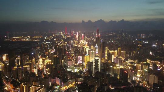 4k航拍深圳罗湖区城市夜景视频素材模板下载