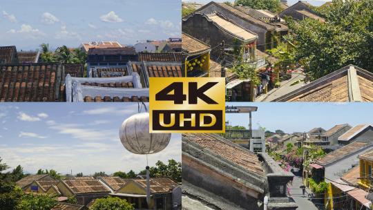 越南会安古城街道会安历史发展会安屋顶旅游高清在线视频素材下载
